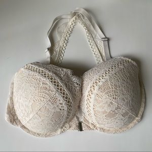 VS Dream Angels lace racerback bra 34DDD, ivory